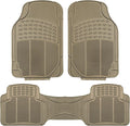 FH Group F11306 Trimmable Vinyl Floor Mats (Tan) Full Set - Universal Fit for Cars Trucks and SUVs