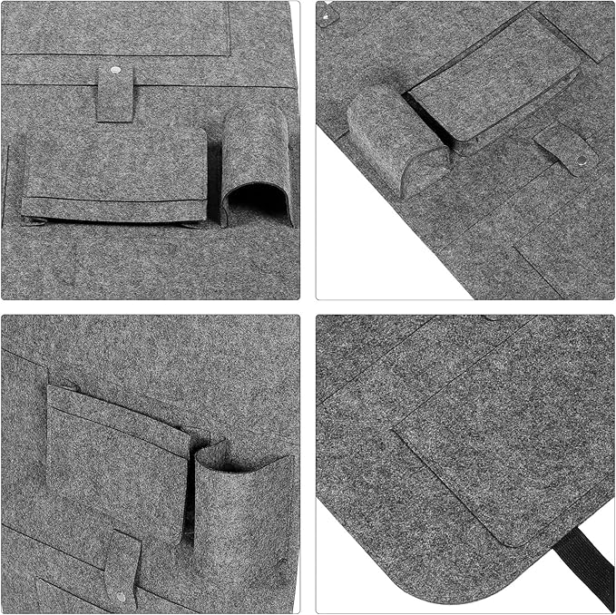Car Backseat Organizer Bag Hanging Storage Pouch Felt Material Medium Gray Small Size Car Seat Hanging Organizer for Vehicle Interior Storage and Backseat Protection