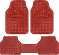 BDK Metallic Chrome Car Floor Mats All-Weather Universal Fit Automotive Floor Mats for Cars SUVs, Floor Mats for Trucks, Car Mats Full Set Front & Rear, Non-Slip Shiny Durable Heavy Duty - Red