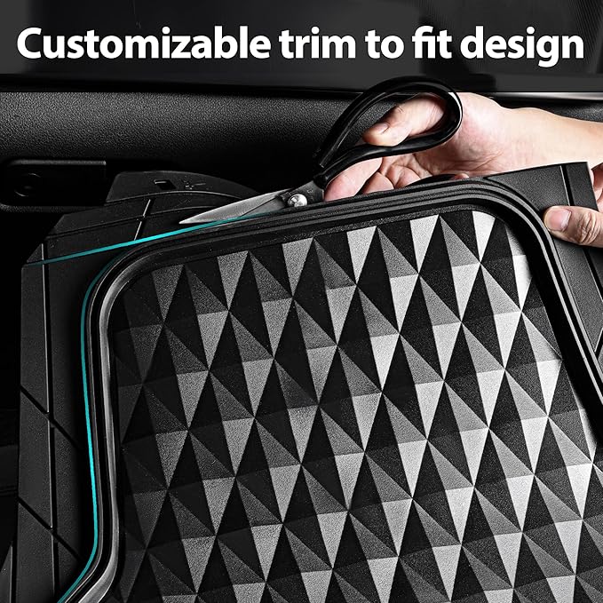 CAR PASS Heavy Duty Rubber Black Car Floor Mats & Cargo Liners, Deep Dish All-Weather Trunk Mats Durable Anti-Slip 3D Rhombus Waterproof Trim to Fit Liner Universal Fit Auto,Sedan,SUV,Truck, Black