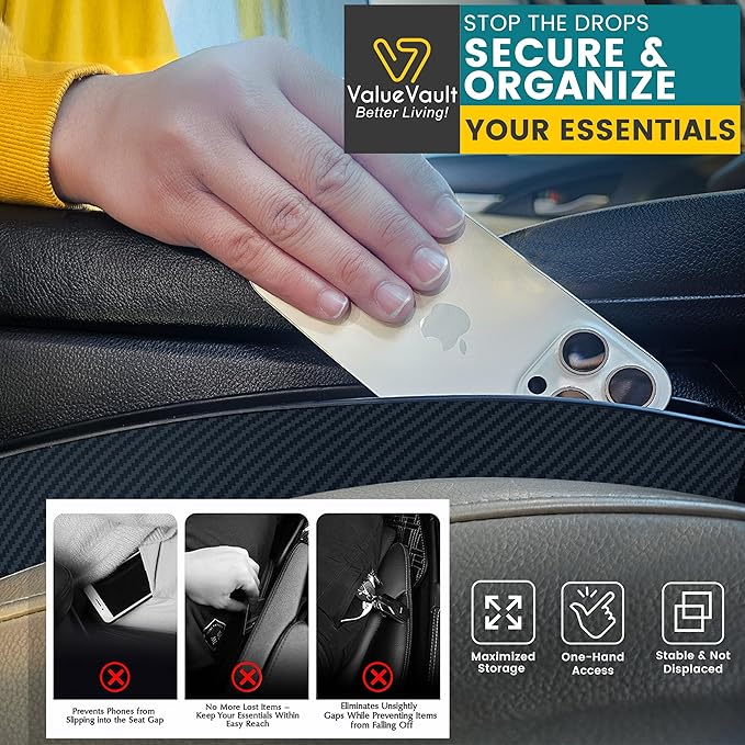 2Pcs Car Seat Gap Filler Organizer, Universal Gap Filler for Cars, SUVs & Trucks, Car blocker between seats to Prevent Essential Items from Falling, Car Gap Filler Designed for a Seamless interior Fit
