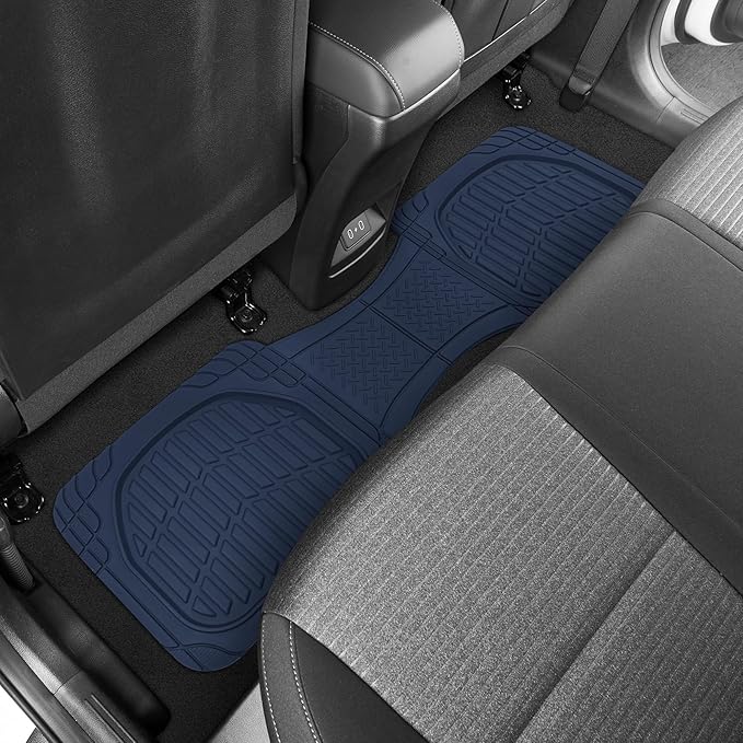 BDK Heavy Duty Blue Rubber Car Mats Full Set - Universal Trim-to-Fit All Weather Floor Mats - Floor Mats for Car Accessories - Front & Back Interior Floor Mats for Truck Accessories