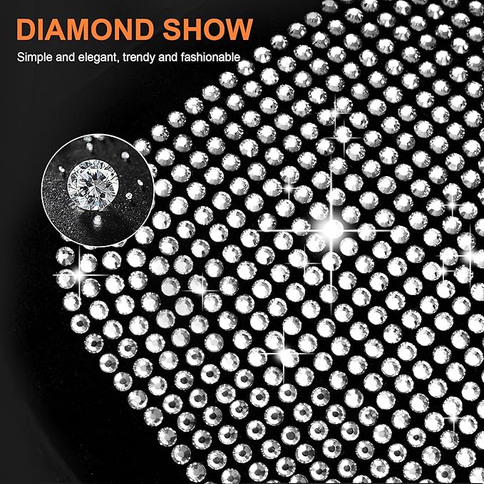 Bling Car Armrest Cover for Women Fit for Buick Lacrosse Custom Leather Center Console Cover with 2 Storage Pockets Crystal Rhinestones (Black)