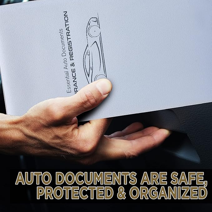 Andalus Auto Registration & Insurance Card Holder Pack of 2, Waterproof Essential Car Registration Holder with Hook & Loop Closure, Perfect for Every Vehicles Glove Boxes (White - 9.5" x 5.15")