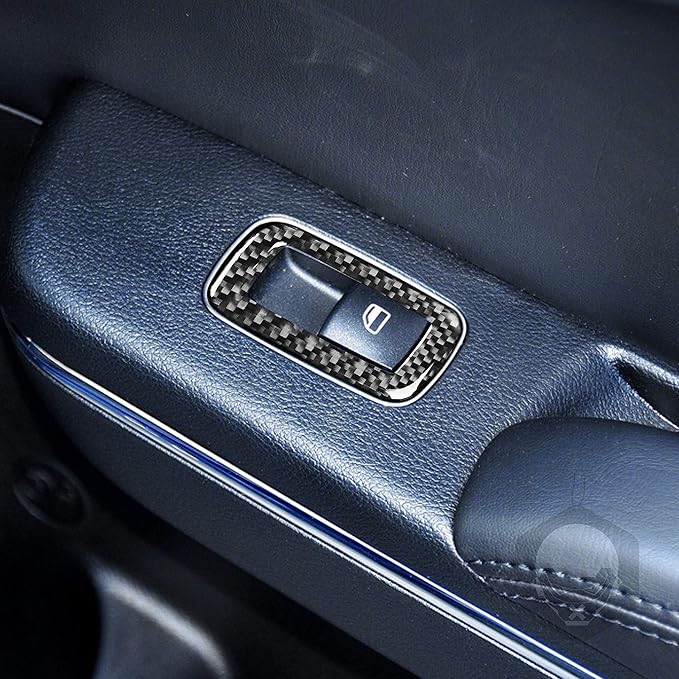 NVCNX Real Premium Carbon Fiber for Chrysler 300 Accessories 2015-2023 2016 2017 2018 2019 2020 2021 2022 S/C/Limited/Touring Door Sides Window Lift Switch Frame Cover Interior Trim Sticker Decal 5PCs