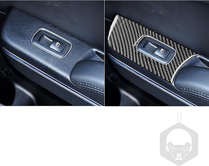 NVCNX Real Premium Carbon Fiber for Chrysler 300 Accessories 2015-2023 2016 2017 2018 2019 2020 2021 2022 S/C/Limited/Touring Door Sides Window Lift Switch Panel Cover Interior Trim Sticker Decal 4PCs