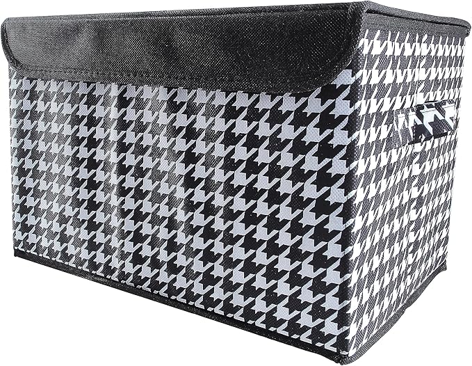Foldable Car Organizer - Trunk Organizer and Storage for Car, SUV, Sedan (Declare-Black White-Big, 17.8" x 12")