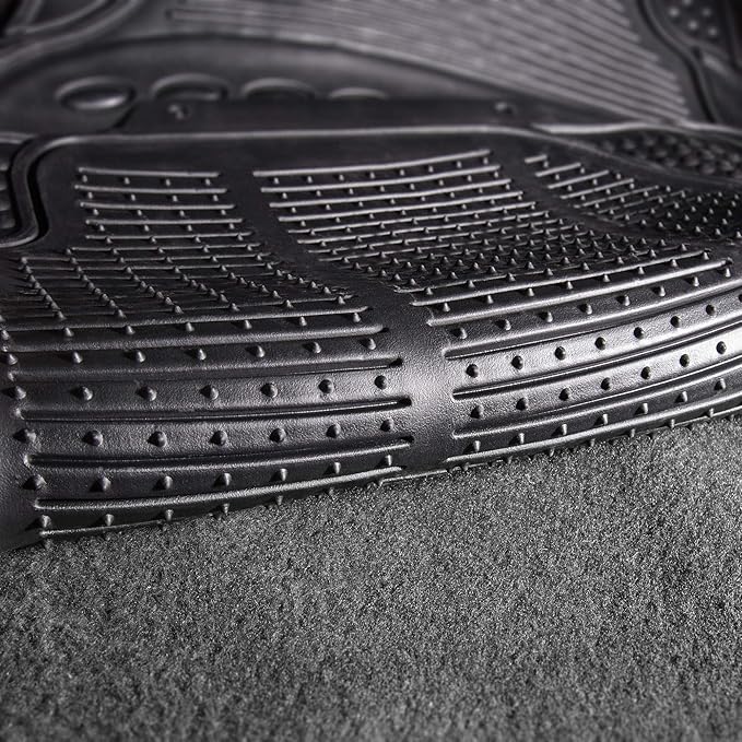 FH Group Car Floor Mats - Heavy-Duty Rubber Floor Mats for Cars, Universal Fit Rear Set, Trimmable Automotive Floor Mats, ClimaProof Floor Mats For Most Sedan, SUV, Truck Floor Mats Gray