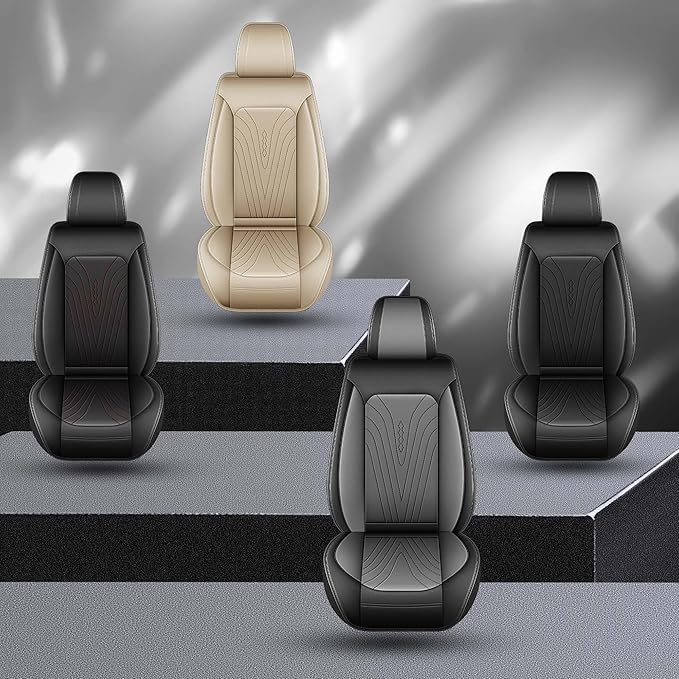 DISUTOGO Front Seat Covers Fit for Nissan Altima 2009-2025 2026 Waterproof Faux Leather Automotive Cushion Protector Car seat Covers Compatible Airbag(2 Seats, Black)