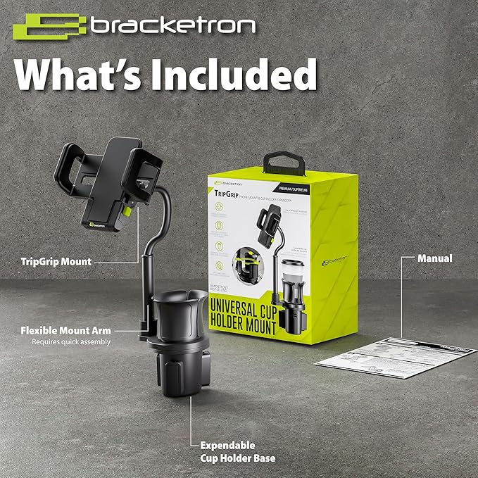 Bracketron TripGrip Series Cell Phone Mount Phone Holder for Car Cup Holder Expander