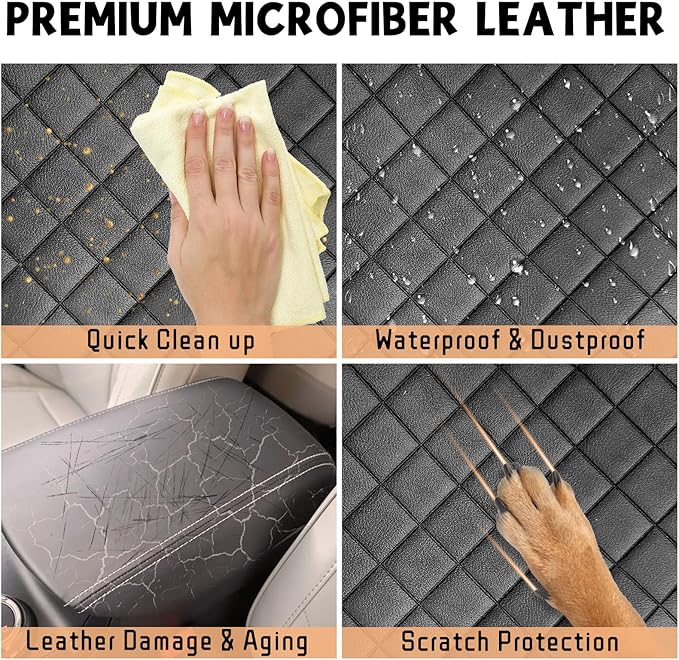 Center Console Cover Compatible with Ford Mustang Ecoboost/GT/Premium/Convertible/Coupe Hardtop 2015-2024 Leather Armrest Box Cushion Cover Middle Console Pad