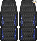 CAR PASS Bling Diamond Car Mats Rubber Floor Mats Full Set Anti-Slip 3D Rhombus Waterproof Trim to Fit Liner Universal Glitter Crystal Sparkly Shining Rhinestone Girl Women SUV Sedan Van, Black Blue