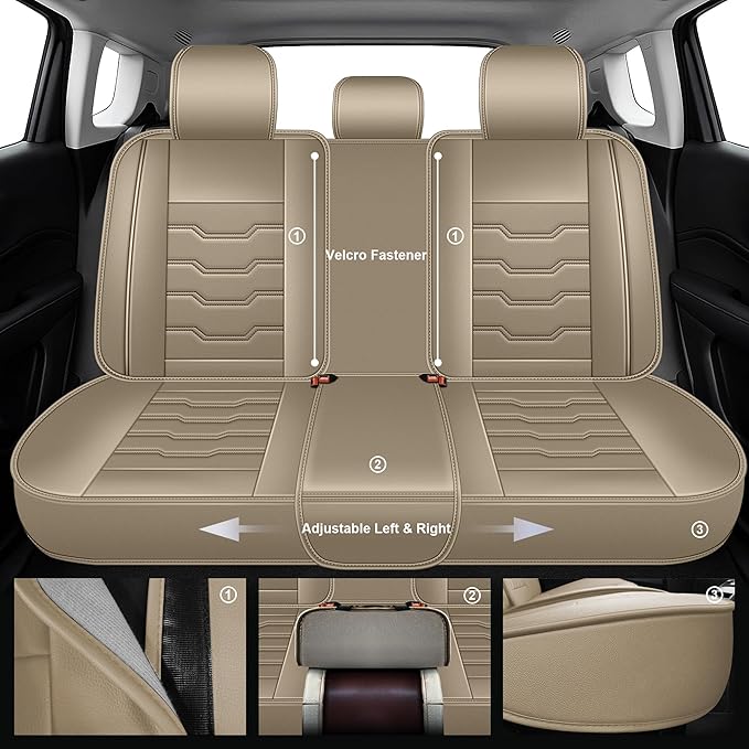 DISUTOGO Seat Covers Fit for Altima 2009-2026 Seat Covers Full Set Car Seat Covers Faux Leather Breathable Waterproof Car Seat Protector (5 Seats, Beige)