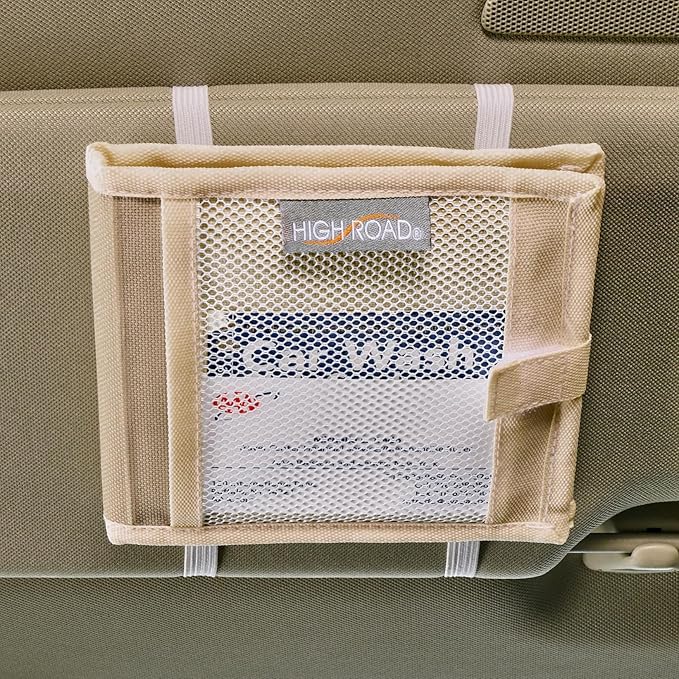 High Road Car Registration and Insurance Card Holder for Sun Visor, Glove Box or Console with 2 Clear Hidden Car Document Pockets