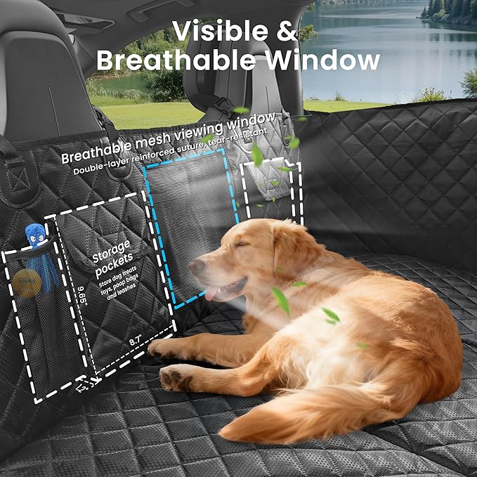 BeComfee Dog Car Seat Cover for Back Seat with Hard Bottom Extender, 450lbs Support Dog Hammock, Waterproof Non-Slip Back Seat Cover for Dogs with Full Seat & Door Protection for Truck SUV Sedan