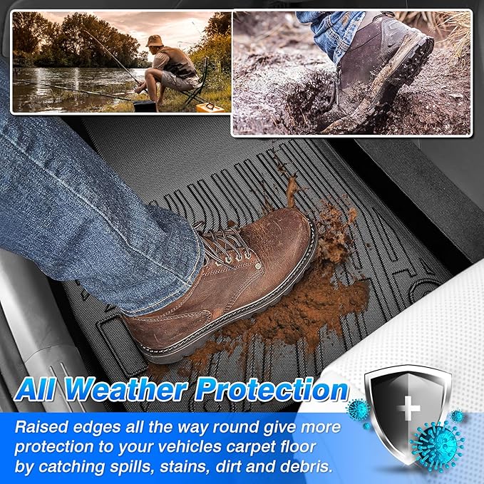 Cartist Floor Mats for Toyota Tundra 2022-2025 2026 CrewMax Cab, All Weather Floor Liners for Tundra Accessories, Heavy Duty TPE Car Mats, Car Accessories