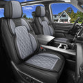 DuDuWang Car Seat Covers Custom Fit for Toyota Tacoma 2016-2023 Breathable Waterproof Faux Leather Protective Seat Cover with Pickup Truck (Black & Grey, Full Set)