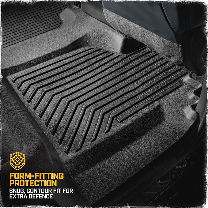CAT® JustFit™ 3D Custom Fit Bench Floor Mat for 2019-2026 Chevrolet Silverado 1500/GMC Sierra 1500 & 2020-2026 Chevy Silverado/GMC Sierra 2500HD/3500HD Crew Cab Rear Floor Liner Laser Measured