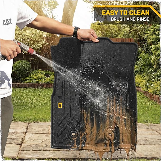 CAT® JustFit™ 3D All Weather Floor Mats for Toyota Tacoma 2016-2023, Custom Fit Heavy Duty Rubber Car Mats Full Set for Double Cab and Automatic Only, Tacoma SR/SR5/TRD/Limited/Trail Accessories