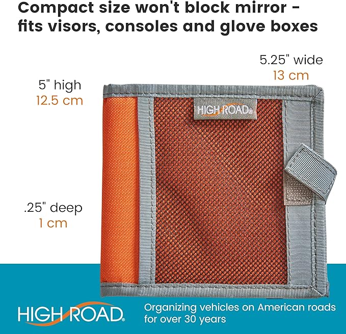 High Road Car Registration and Insurance Card Holder for Sun Visor, Glove Box or Console with 2 Clear Hidden Car Document Pockets