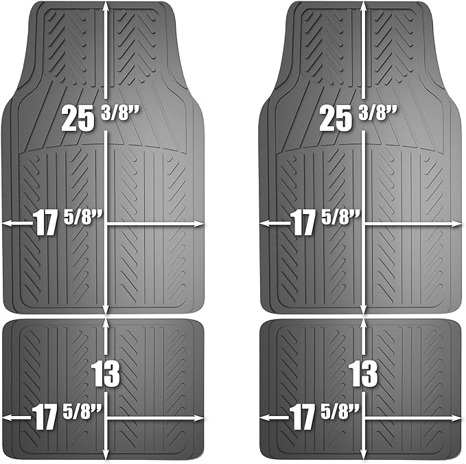 Armor All Floor Protector, Universal Floor Mats for Cars, Trucks, and SUVs, All-Season Mats, Trim to Fit for Full Coverage, Premium Quality and Easy to Clean, Gray (4-Piece)