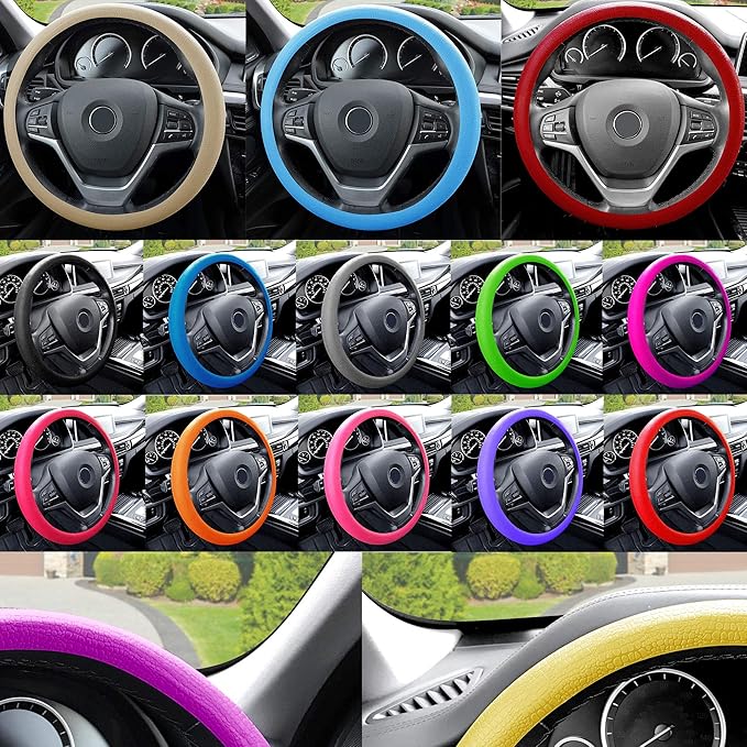 FH Group FH3001ORANGE Universal Fit Silicone Snake Pattern with Massaging Grip Orange Steering Wheel Cover fits most Cars, SUVs, Trucks, and Vans
