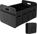 Simple Deluxe Trunk Organizer for Car/SUV, Foldable 2 Compartment 50L Car Storage, 600D Waterproof Oxford Polyester Car Storage Organizer, Anti-Slip & Leak-Proof Car Accessories for Travel, Black