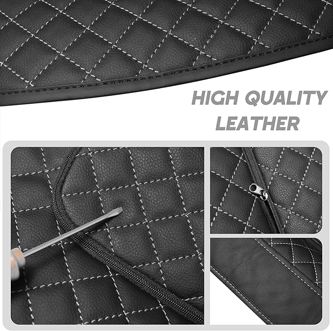 SENSHINE Center Console Armrest Cover for Toyota Tundra 2022-2026/Sequoia 2023-2026 Armrest Seat Stroage Box Cushion Lid Protector Pad with Zipper Leather Interior Accessories, Gray Stitch