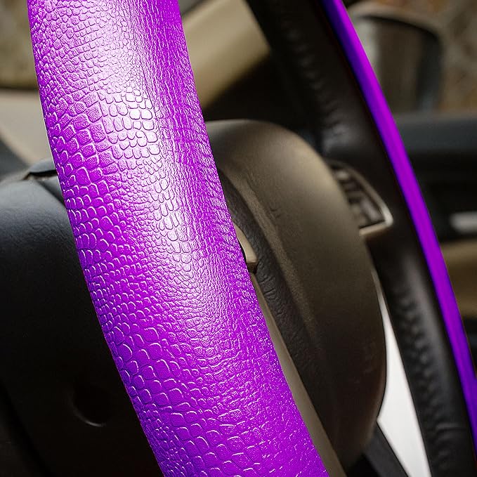 FH Group Universal Fit Silicone Snake Pattern with Massaging Grip Violet Steering Wheel Cover fits Most Cars, SUVs, Trucks, and Vans Violet