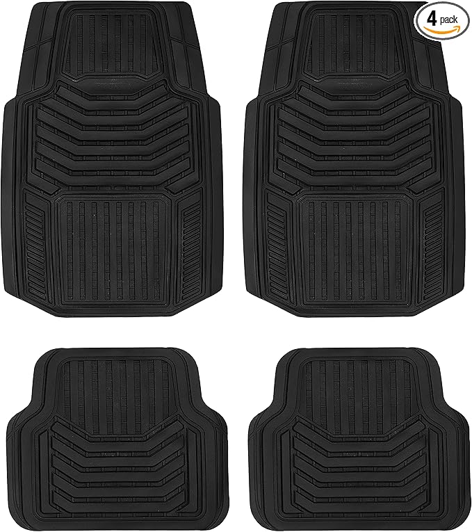 K&K Auto Accessories 3D Car Floor Mat Thick 8 Lb Heavy Duty Durable Universal Diamond Black Deep Dish for Cars SUVs Minivan Truck
