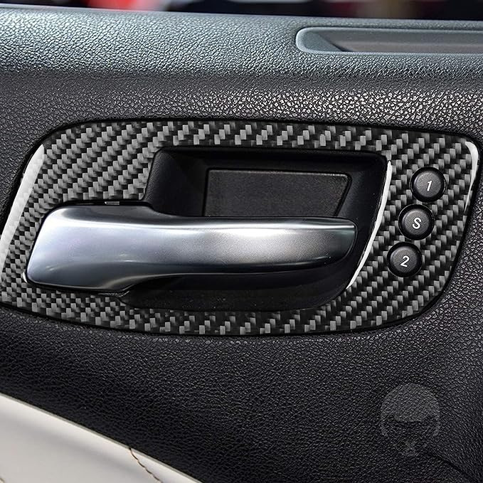 NVCNX Real Premium Carbon Fiber for Chrysler 300 Accessories 2015-2023 2016 2017 2018 2019 2020 2021 2022 S/C/Limited/Touring Door Handle Cover Interior Trim Sticker Decal 4PCs with Seat Memory Holes
