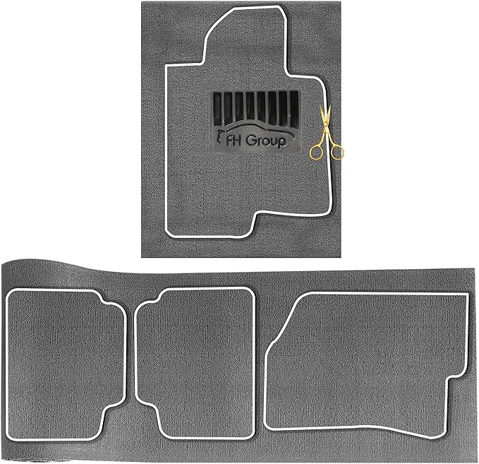 FH Group Car Floor Mats - All Weather Full Set of Gray Rubber Floor Mats for Cars, Ultra DIY Waterproof, Trimmable Automotive Floor Mats for Sedan, Van, SUVs and Truck Mats
