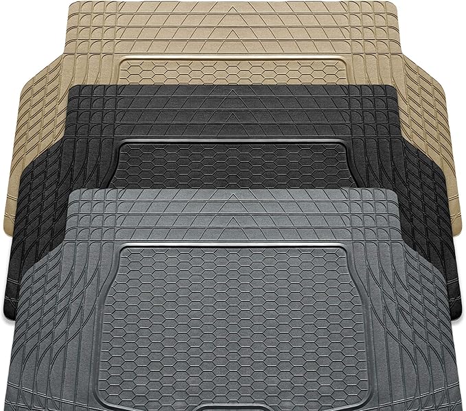 FH Group Automotive Floor Mats - Heavy-Duty Rubber, All Weather Protection Universal Fit Full Set Floor Mats and Cargo Mat, Climaproof, Semi Custom Trimmable for Most Cars, Sedan, SUV, Truck, Black