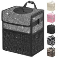 Capolo Car Trash Can with Lid, Leakproof Car Trash Bag Hanging Waterproof Automotive Garbage Can with Storage Pockets Mini Vehicle Trash Bin for Back/Front Seat(Sparkly Black,2.5 Gallon)