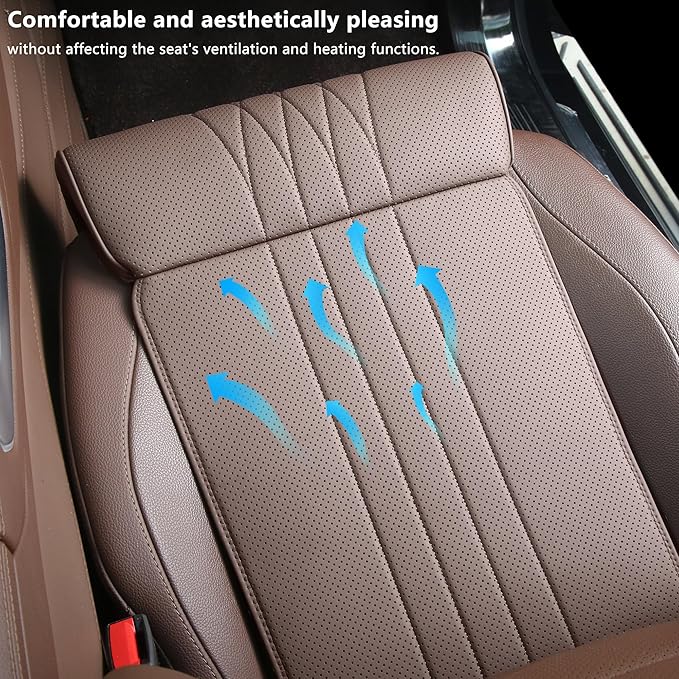 Car Seat Extender Leg Extender Support Cushion for Driver Seats Office Chair, Leather Auto Bottom Seat Protector Cover with Leg Extender, Car Seat Cushion Legs Rest Pads, Brown