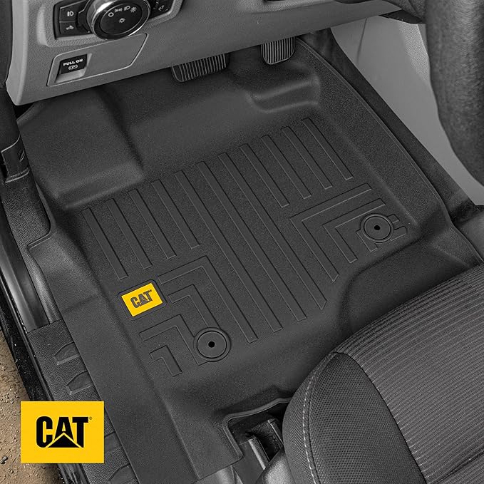Cat® Floor Mats for 2015-2026 Ford F-150 SuperCrew Cab, Front & Rear, All Weather Protection 3D Contour Fit Custom Fit Floor Liners, Black