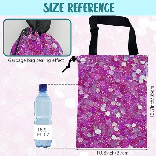 KXWQTRDD Car Garbage Bag Pink and Purple Hexagonal Hanging Canvas Car Trash Bag Drawstring Car Back Seat Organizer for Car Back Front Seat Console with Adjustable Buckle