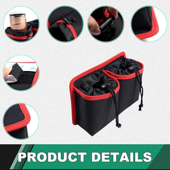 Car Water Cup Storage Bag Compatible with INEOS Grenadier 2020-2026, Co-Pilot Cup Holder Hanging Multi-Function Storage Bag Organizer Tray Interior Accessories (Red)