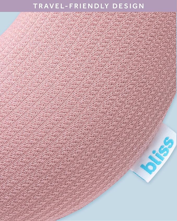 Bliss Neck Pillow - Lightweight U-Shaped Memory Foam Travel Neck Pillow with Snap Closure for Airplanes, Traveling, Offices, Cars, Pink Sweater Knit