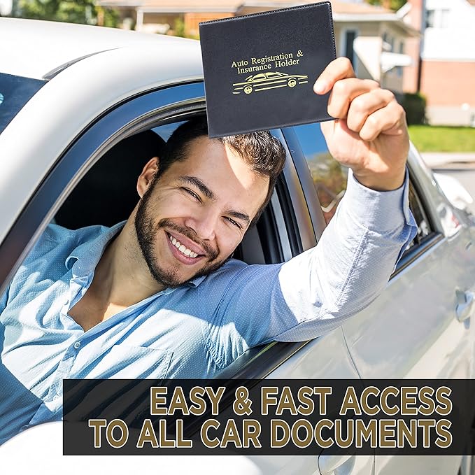 Andalus Auto Registration & Insurance Card Holder Pack of 2, Waterproof Essential Car Registration Holder with Hook & Loop Closure, Perfect for Every Vehicles Glove Boxes (Brown - 5 1/8" x 4 5/8")