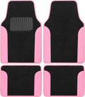 BDK Pink Carpet – Two-Tone Faux Leather Automotive Floor Mats, Included Anti-Slip Features and Built-in Heel Pad, Stylish for Cars Truck Van SUV, MT202