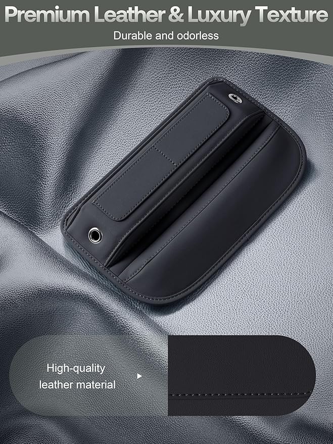Owntow Universal Fit Premium Leather Car Seat Gap Filler Organizer, Center Console Organizer with Card Slots for Car Suv Truck (Black, 1 Pack)