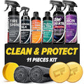 Carfidant Ultimate Clean & Protect Kit – 11-Piece Complete Car Detailing Bundle – Tire Shine, Ceramic Silk, Scratch & Swirl Remover, Plastic & Trim Restorer, Rim Reactor, Iron Remover