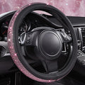CAR PASS Bling Diamond Leather Steering Wheel Cover, Bling Sparkly Crystal Glitter Rhinestones Universal Fit 14" 1/2-15" Car Wheel Protect for Women Girl Fit Suvs,Vans,Sedans,Cars,Trucks, Pink Black