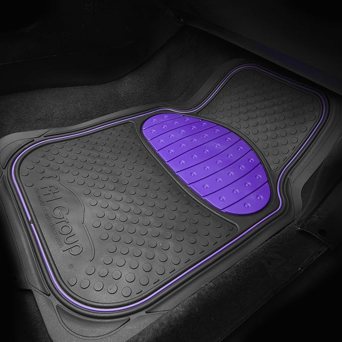 FH Group Car Floor Mats - Heavy-Duty Rubber Floor Mats for Cars, Universal Fit Full Set, Trimmable Automotive Floor Mats, ClimaProof Floor Mats For Most Sedan, SUV, Truck Floor Mats Purple