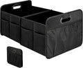 Simple Deluxe 2 Compartments Trunk Organizer for Car/SUV, Collapsible 600D Waterproof Oxford Polyester 50L Storage Box, Anti-slip & Leak-proof, Multipurpose Travel Accessories, Black