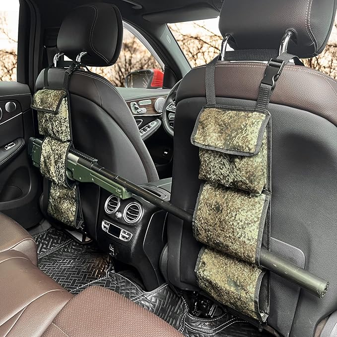 MYDAYS Seat Back Gun Rack, Gun Sling Bag, Camo Front Seat Gun Organizer Holder for Hunting Rifles/Shotguns