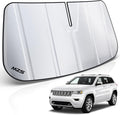 MZS Windshield Sun Shade Compatible with Grand Cherokee 2014-2021 / WK 2022, Foldable Car Front Window Sunshade with Storage Pouch, Sun Visor Shield Accessories for Interior Protector