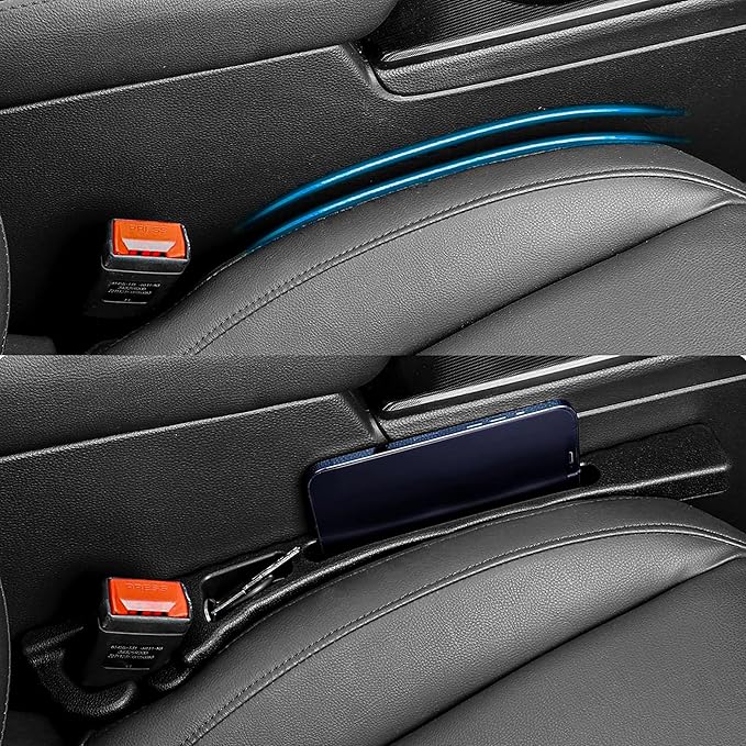 2Pcs Car Seat Side Gap Filler Storage Bag with Phone Holder for BMW 2023 2024 2025 X3 X7 3 5 Series 328i 528i 535i 530i 540i 2013 2014 2015 2016 2017 320i 330i 325i X1 X2 X4 X6 e90 2018-2024 e60 f30