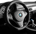 Gorla Gear Black Leather Neoprene Steering Wheel Cover Women Men, Easy Fast Installation, Universal Fit 14.5 15 15.5 Inch, Anti-Slip Safer Grip Car Accessories for Automobile Truck SUV Van